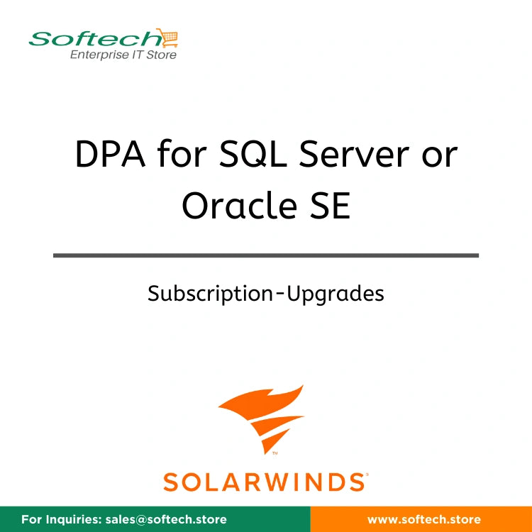 Upgrade to SolarWinds Database Performance Analyzer per SQL Server, MySQL, Oracle SE, or PostgreSQL - Subscription Upgrade (Expires on same day as existing Subscription) - DPA for SQL Server or Oracle SE