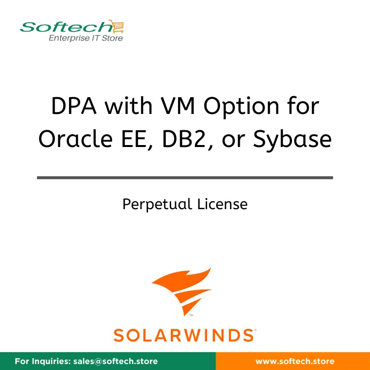 SolarWinds Database Performance Analyzer for virtualized environments for Oracle EE, DB2, or ASE instance  - License with 1st-Year Maintenance - DPA with VM Option for Oracle EE, DB2, or Sybase