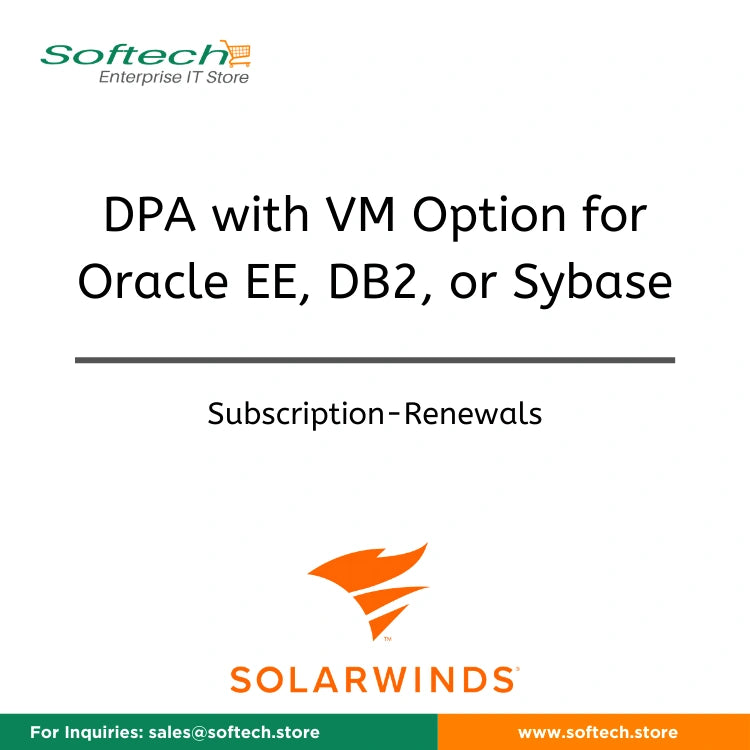 SolarWinds Database Performance Analyzer for virtualized environments for Oracle EE, DB2, or ASE Instance  - Annual Subscription Renewal - DPA with VM Option for Oracle EE, DB2, or Sybase