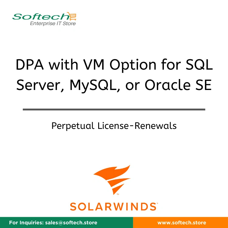 Legacy SolarWinds Database Performance Analyzer for virtualized environments for SQL Server, MySQL, Oracle SE, or PostgreSQL Instance - Annual Maintenance Renewal - DPA with VM Option for SQL Server, MySQL, or Oracle SE
